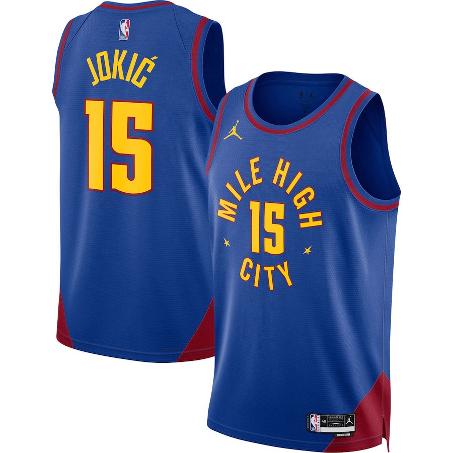 Men Denver Nuggets #15 Nikola Jokic Jordan Brand Blue 2022-23 Statement Edition Swingman NBA Jersey->denver nuggets->NBA Jersey
